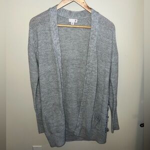 SO Medium Women’s Long Grey Knitted Cardigan with Pockets